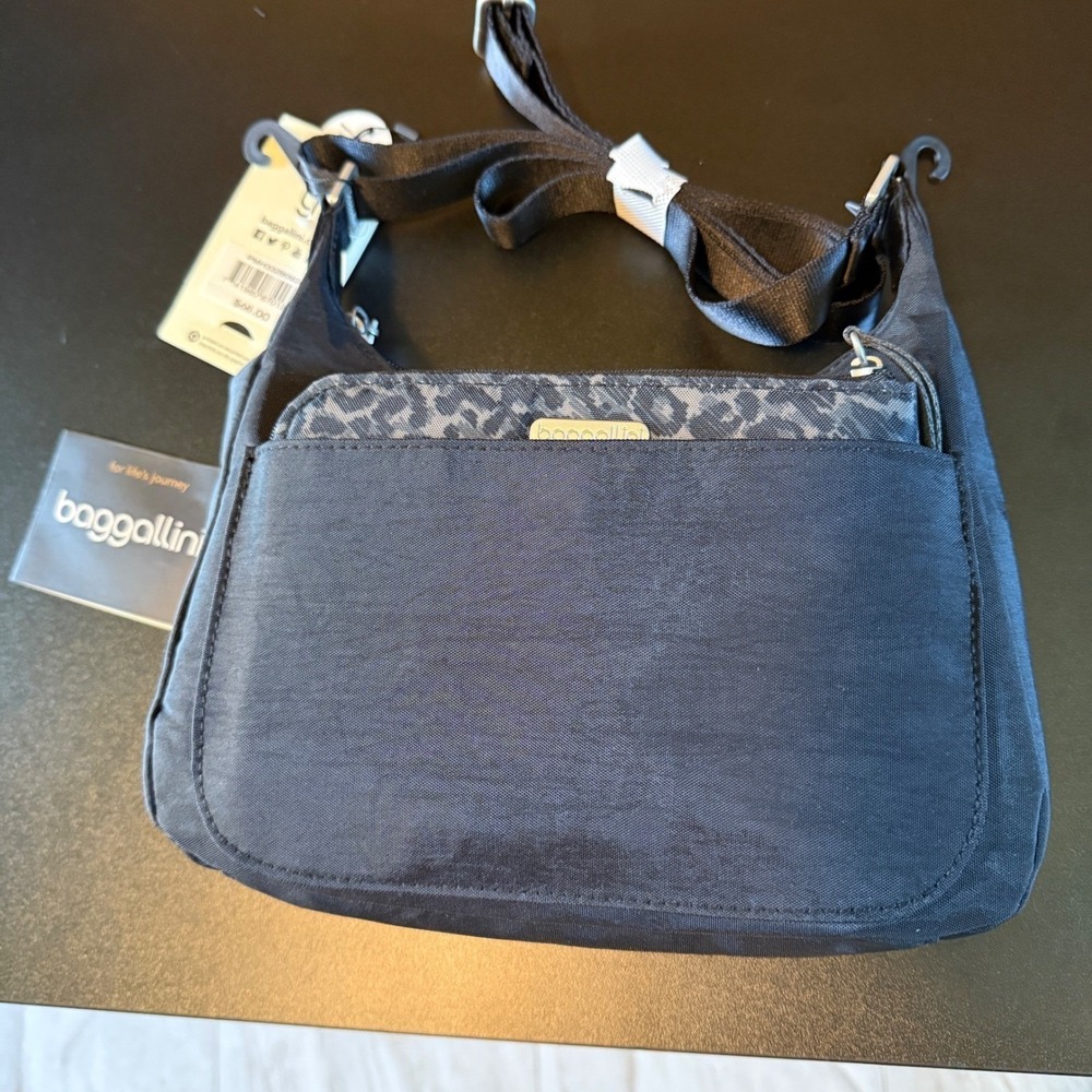 Baggallini‎ Peek A Boo Crossbody Hobo Bag Black Medium Travel Purse Everyday - Picture 5 of 9